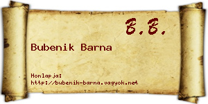Bubenik Barna névjegykártya